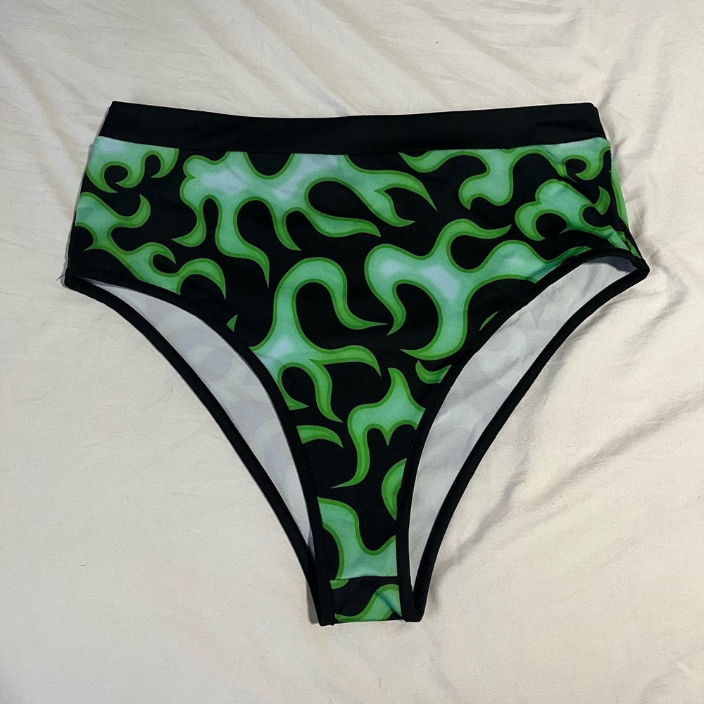 iHeartRaves Black and Green Bikini Bottoms
